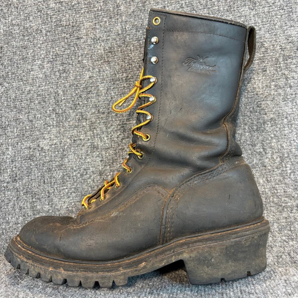 Thorogood Vintage Leather Logger Work Boots Brown Steel Safety Toe Men's 10